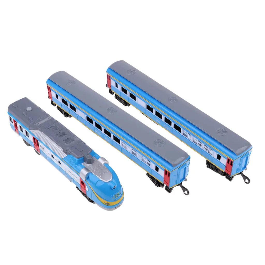 1/87 Scale Train Wagon Model toy for kids HO (1 Locomotive and 2 Carriages Set)
