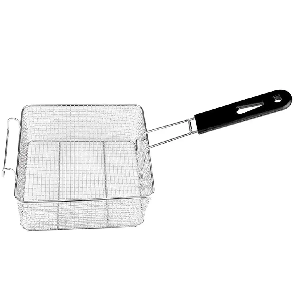 Stainless French Fries Basket Colander Strainer Mini Mesh Oil Grid W/ Handle