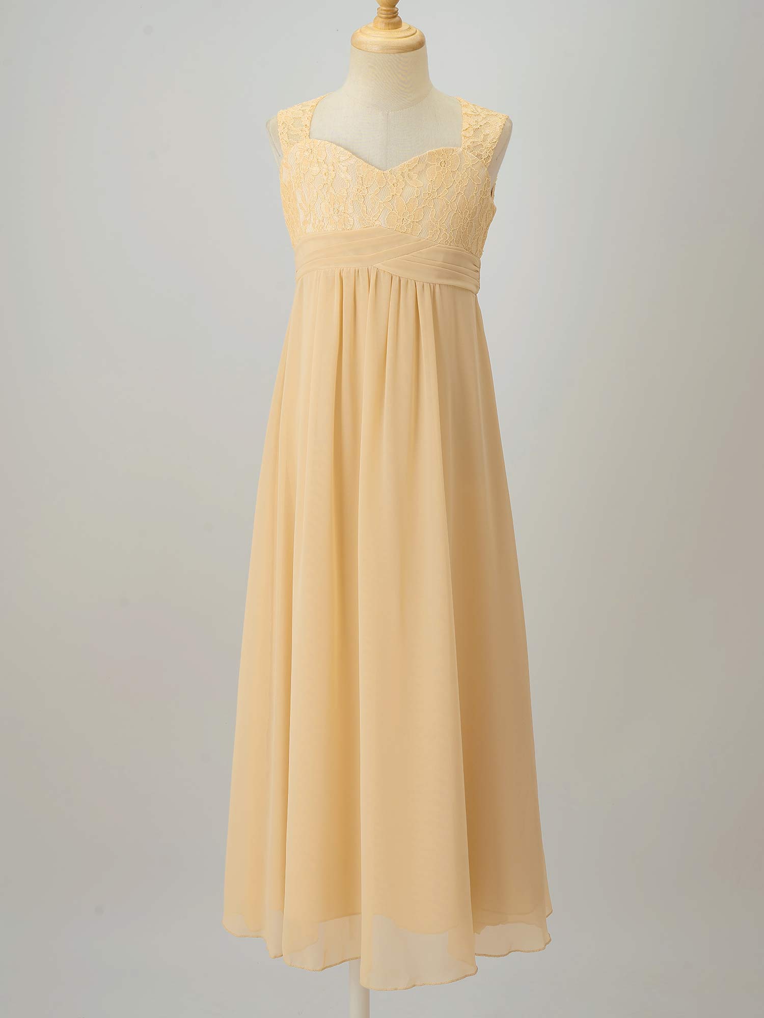4-16Yrs Mädchen Ärmellosen Chiffon Spitze Party Kleider Blume Mädchen Kleid Pageant Hochzeit Brautjungfer Geburtstag Prinzessin Maxi Kleid – Detail 22