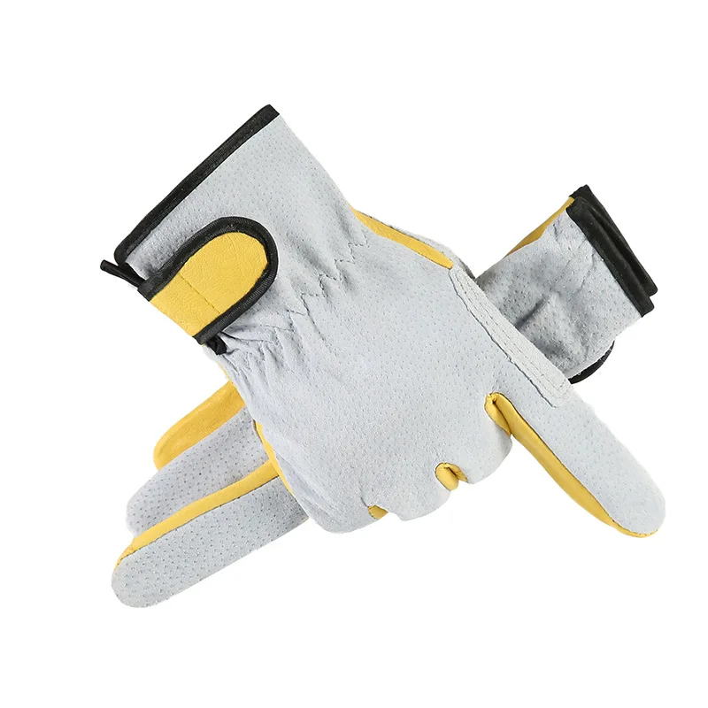 Work Gloves Leather Workers Work Welding Safety Protection Garden Sports Motorcycle Driver Wear-resistant Gloves Average code chemical protective clothing