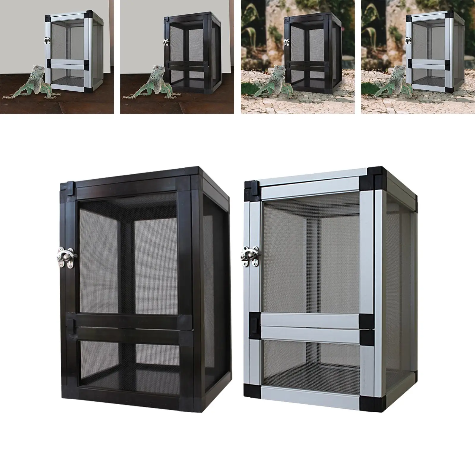 Air Screen Cages with Door and Latch Reptile Cage Breeding Box Reptiles Habitat for Frog Crickets Butterflies Lizards Snake