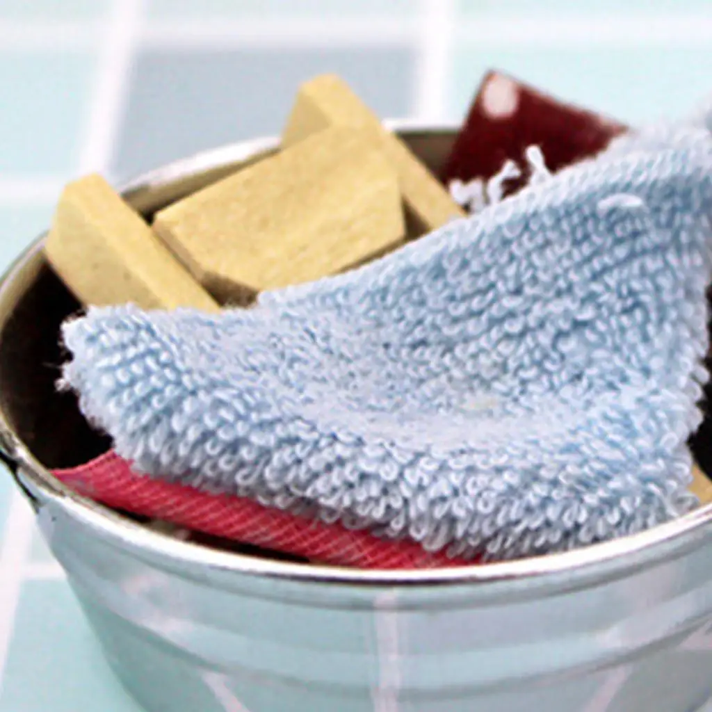 Dollhouse Clothing Washing Bucket Tub 1:6 1:12 Laundry Tools