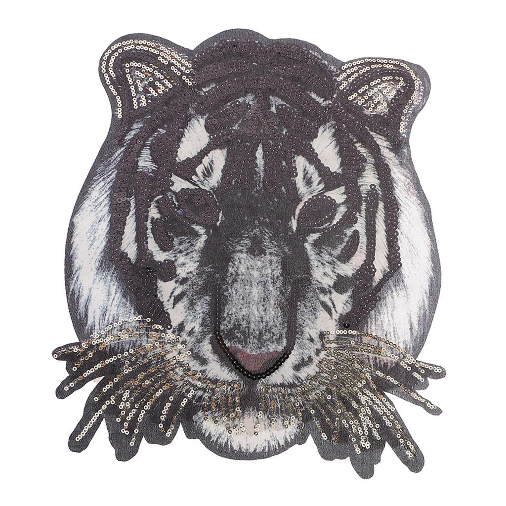 Description Picture 5 of itemTiger Head Pattern Patches Sequin Motifs Sew On Patch DIY Clothing Applique for Jeans Jacket Bags Costume Clothes Decoration