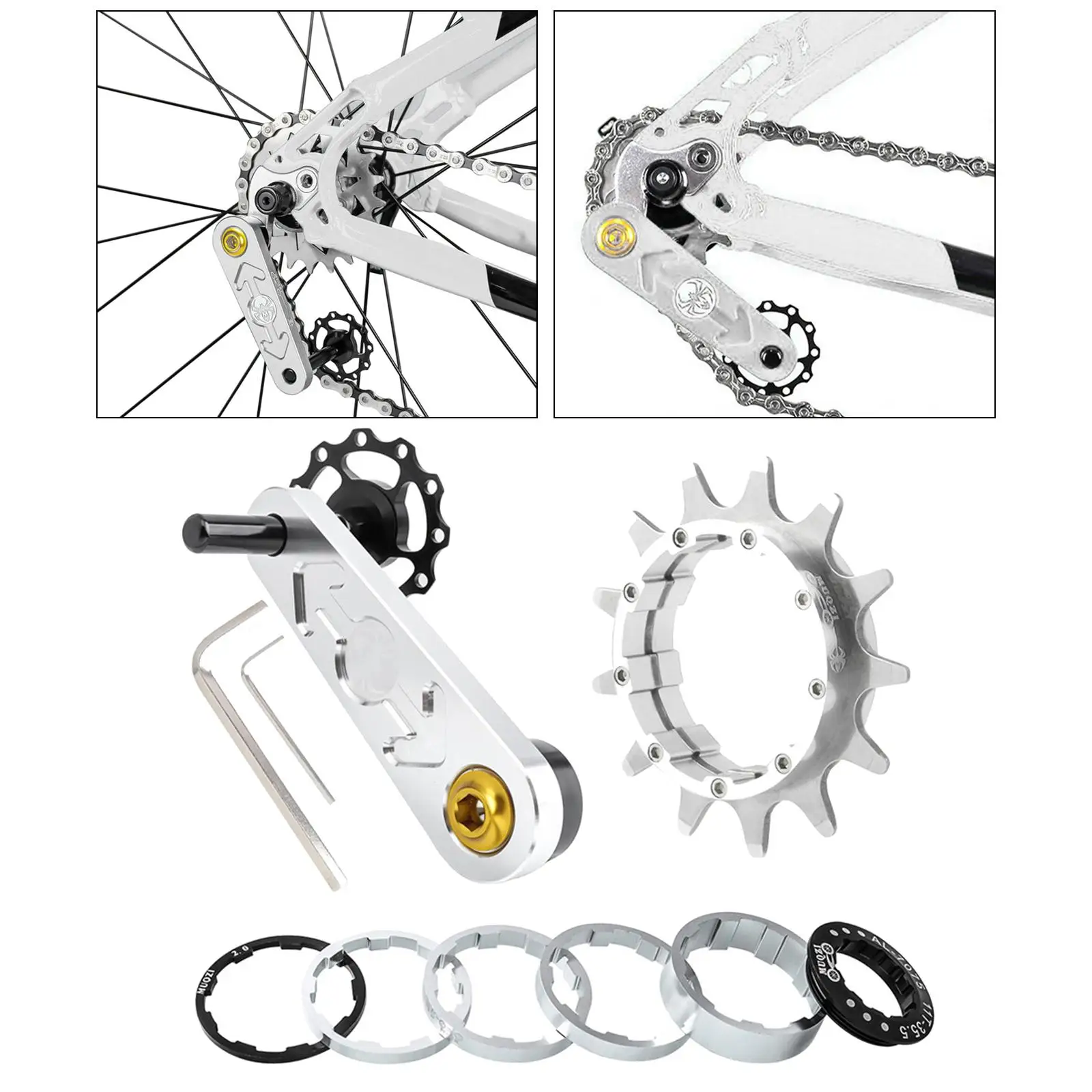 Bike Single Speed Cassette Cog Spacers MTB Bicycle Chain Tensioner Adjuster