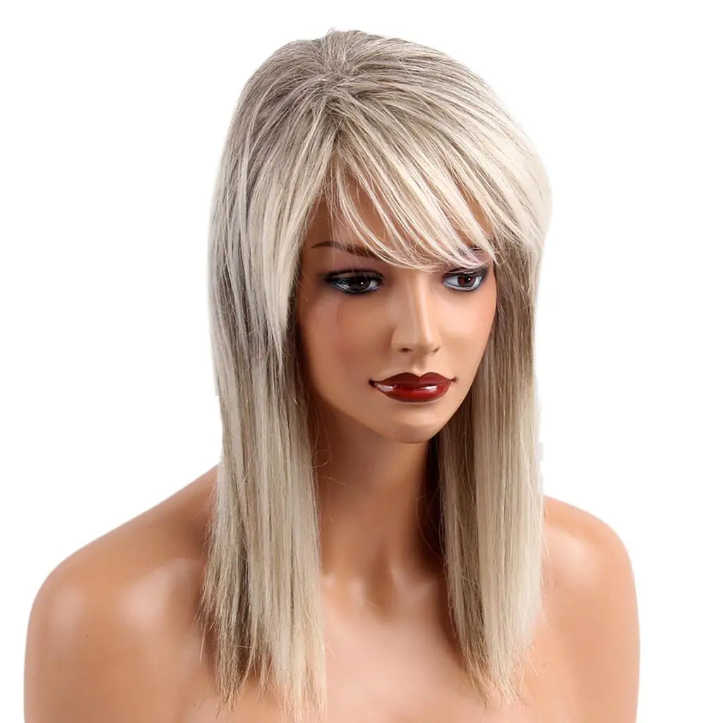 Chic Long Straight Wigs for Women Layered Wig Mixed Color