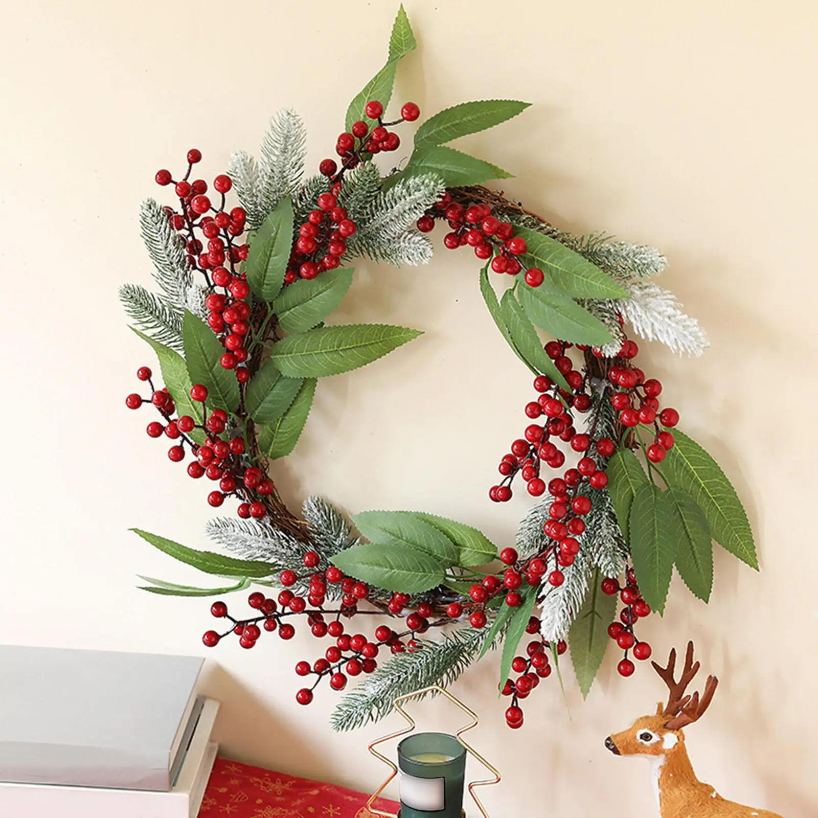 Christmas Wreath 2023 Charming Addition Party Artificial Floral Wreath for Front Door for Garden Office Wedding Fireplace Party