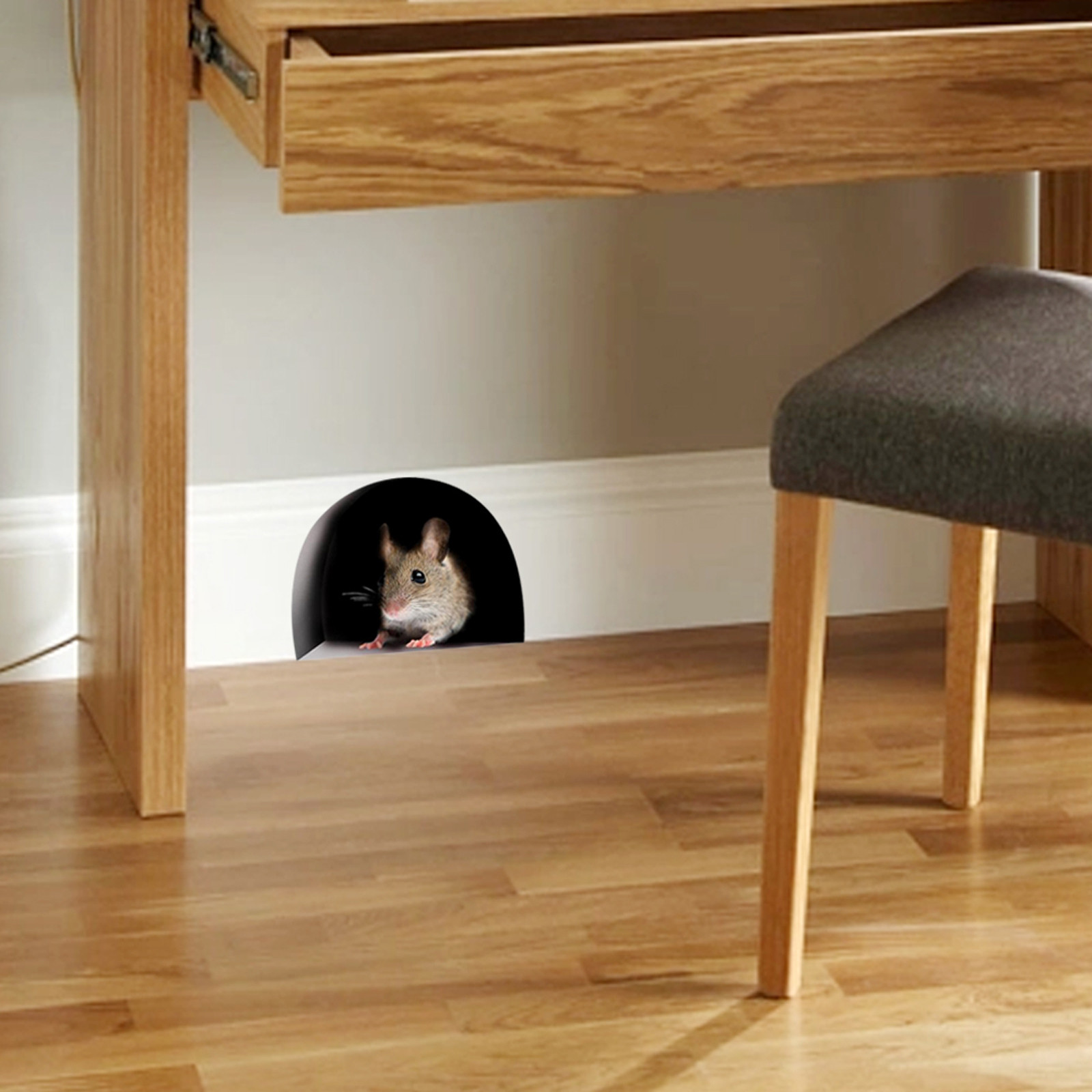 Description Picture 2 of item5pcs Realistic Mouse Hole Wall Stickers for Corner Stairs Funny Home Decor Pvc Vinyl Opaque Wallpaper for Living Room Decoration