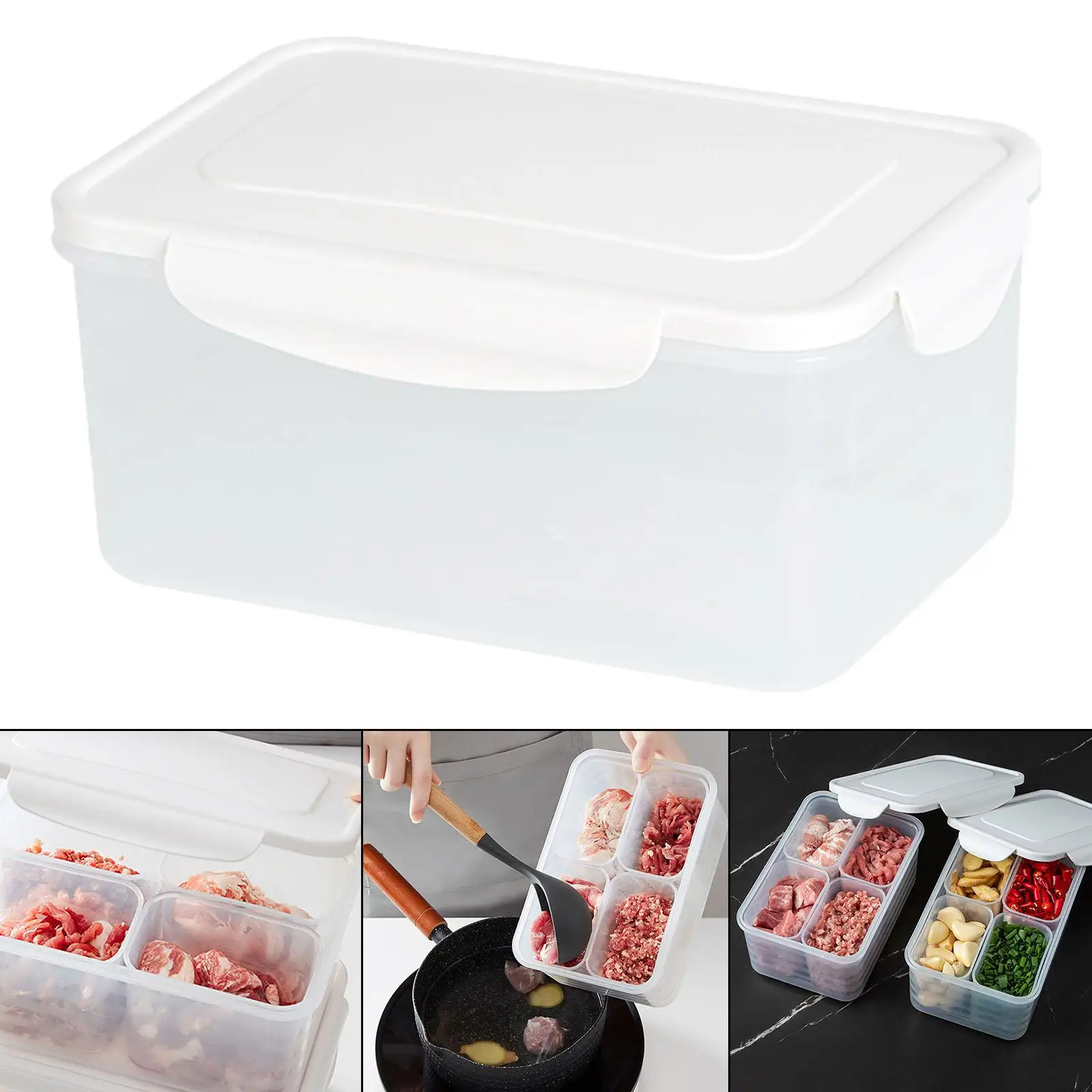 Household Food Storage Organizer Multipurpose with Lid Refrigerator Bins Leakproof for Drawer Fridge Shelves Pantry Cabinets