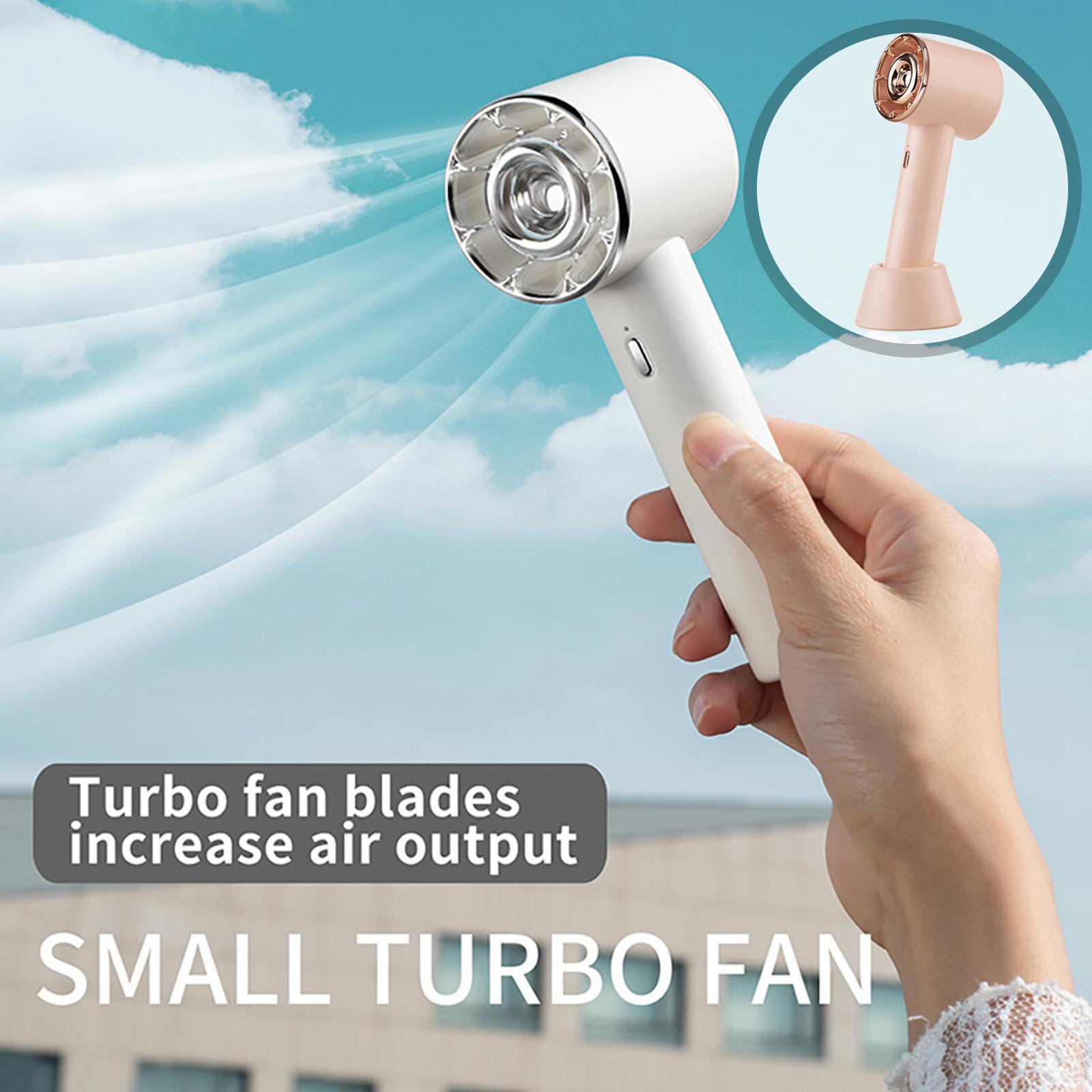 Portable Mini Handheld Fan Turbo Fan 3 Gear with Fan Stand USB Rechargeable 1200mAh Lightweight Personal Fan