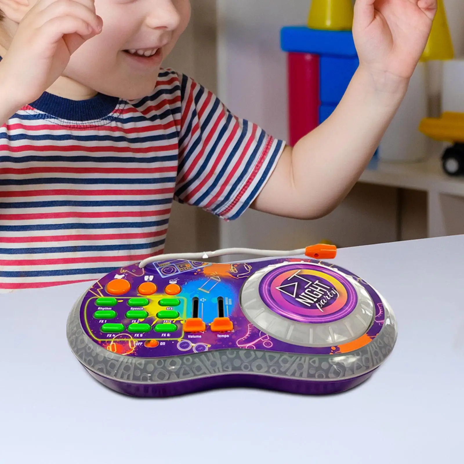 Musical Toys Turntable Musical Sound Effects Record Light Show DJ Party Mixer Toy for Children`s Day Toddler Children Kids Girls