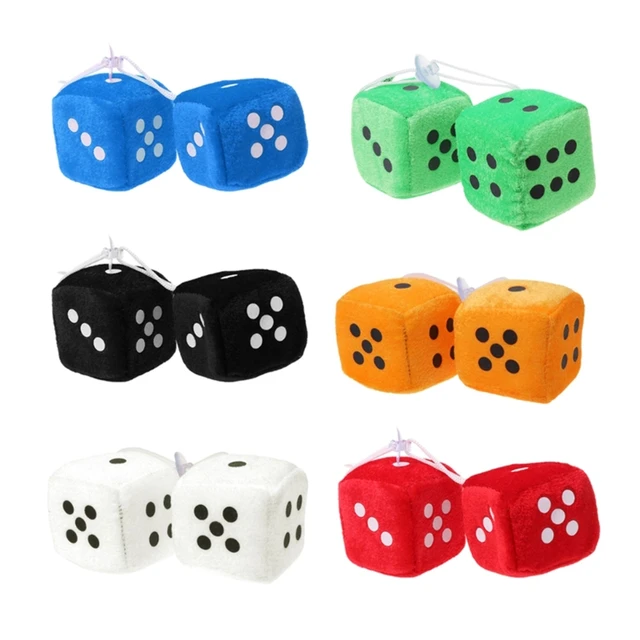 Multicolor Rearview Mirrors Styling Plush Dices Cute Fuzzy Dice