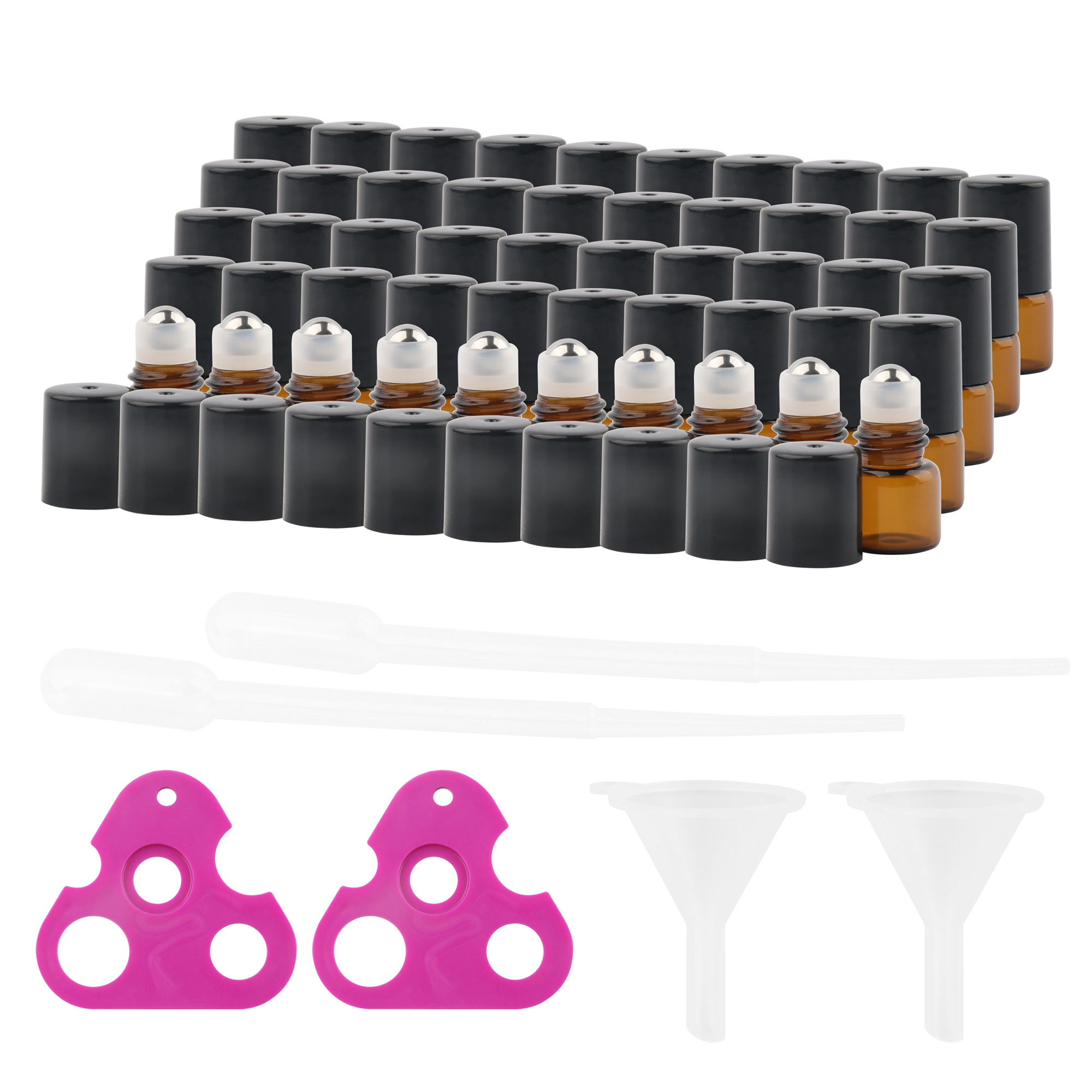 Best of 50Pcs 1ml 2ml 3ml Amber Thin Glass Roll On Bottle Sample Test Essential Oil Vials With Roller Metal Ball Makeup Tools Reviews & Tips