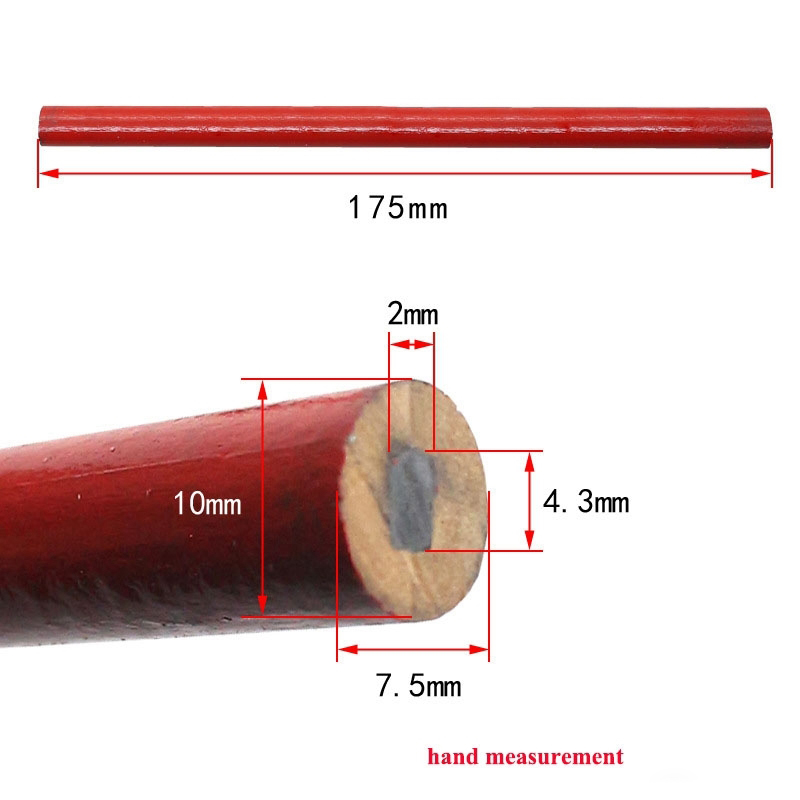 10 Stück Zimmermannsbleistift dicker Kern schwarzer Stift spezieller Markierungsstift DIY mit Skala Zimmermannswerkzeug Stift Briefpapier Markierungsstift – Detail 1