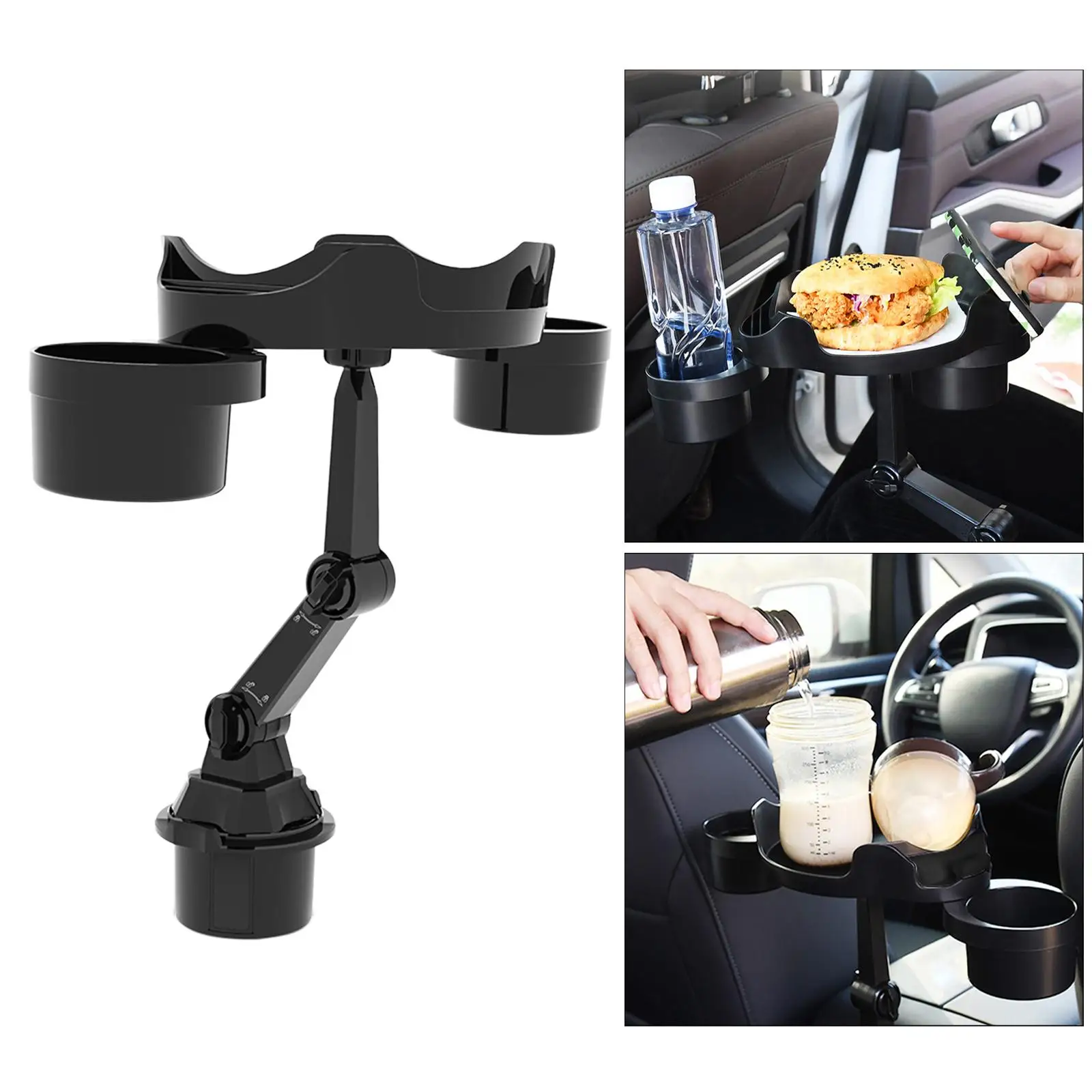 Car Cup Holder Food Tray Adjustable Phone Holder 360 Swivel Cup Holder Fit for Journey Eating Coin Car Styling Most Vehicles