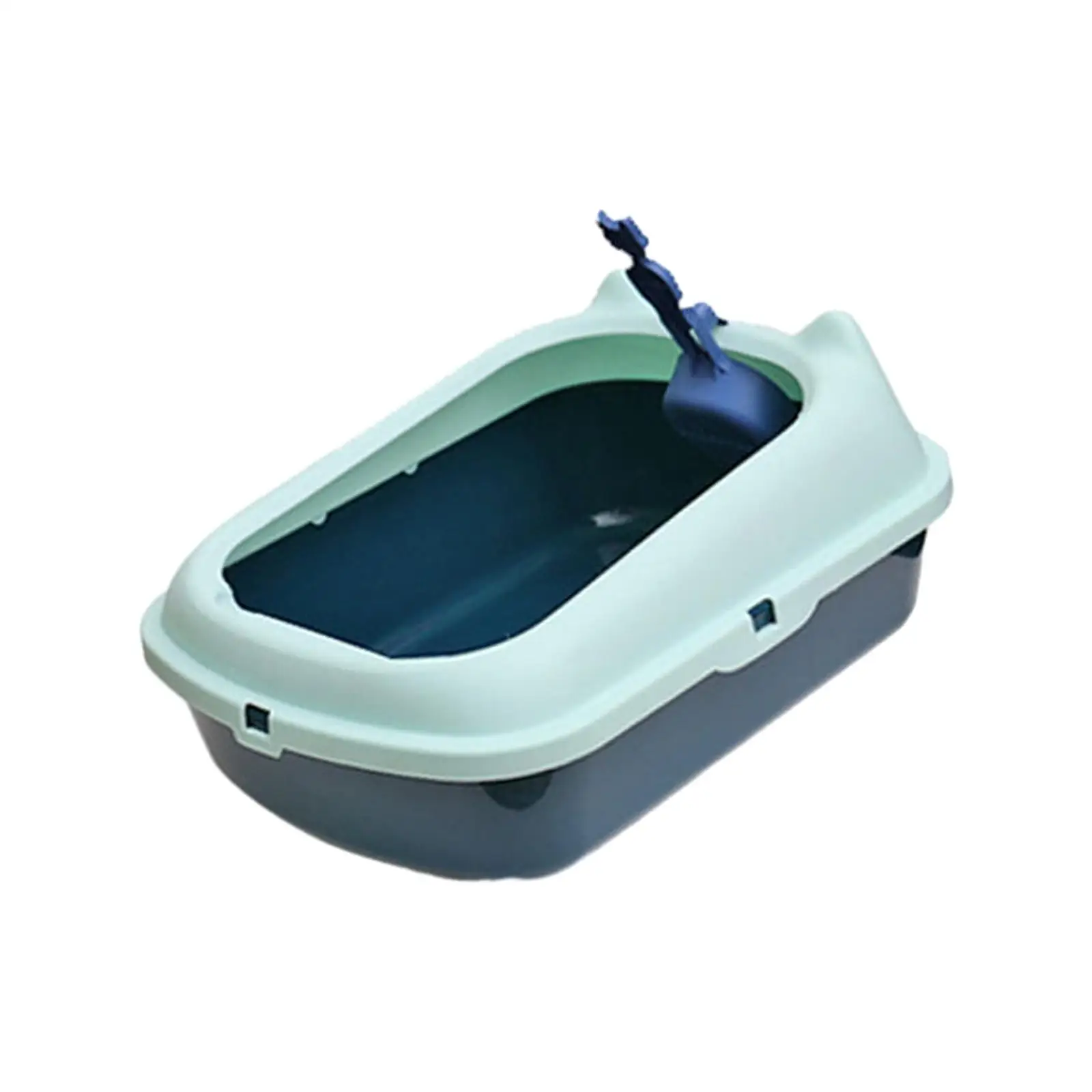 Open Top Pet Litter Tray Anti Splashing Kitten Toilet with Scoop Cat Litter Basin High Sided Cat Litter Tray for Indoor Cats