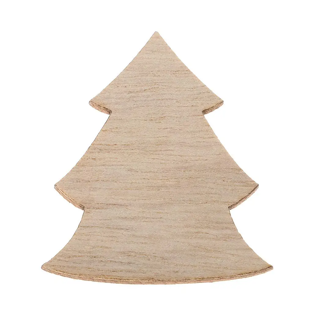 50Pcs Christmas Wood Cutouts, Unfinished Tree-Shaped Wooden Ornaments for