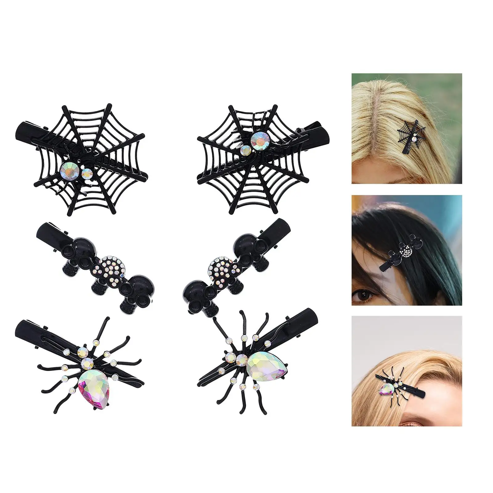 3Pairs Hair Clips Gothic Duckbill Hair Clip for Spooky Hairpins Cosplay Party Hair Accessory Holiday Gifts