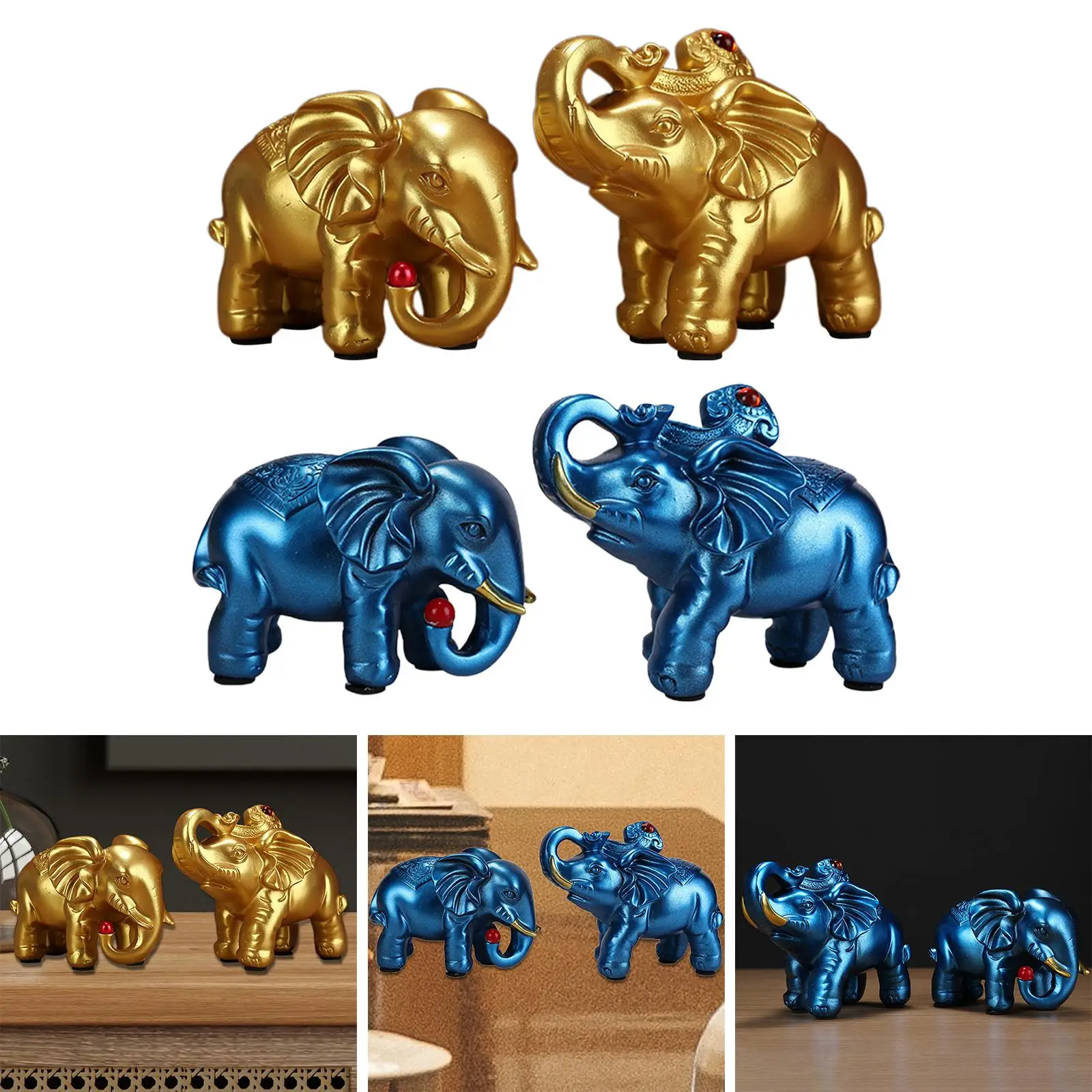 Modern Elephant Figurines Decor Photo Props Centerpiece Artwork Ornament Sculptures for Shelf Living Room Desktop Home Office