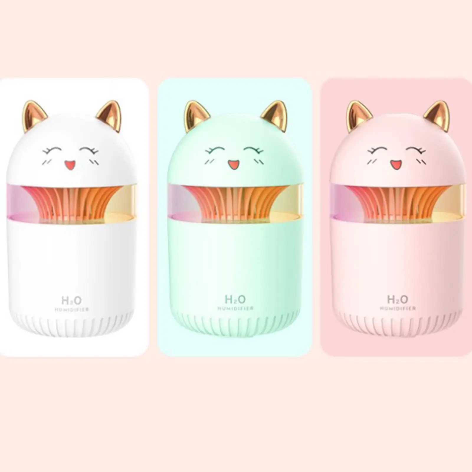 Lovely Cat Air Humidifier 300ML Cute Pet Cool Mist Aroma Oil Diffuser Romantic Color LED Lamp USB Humidificador