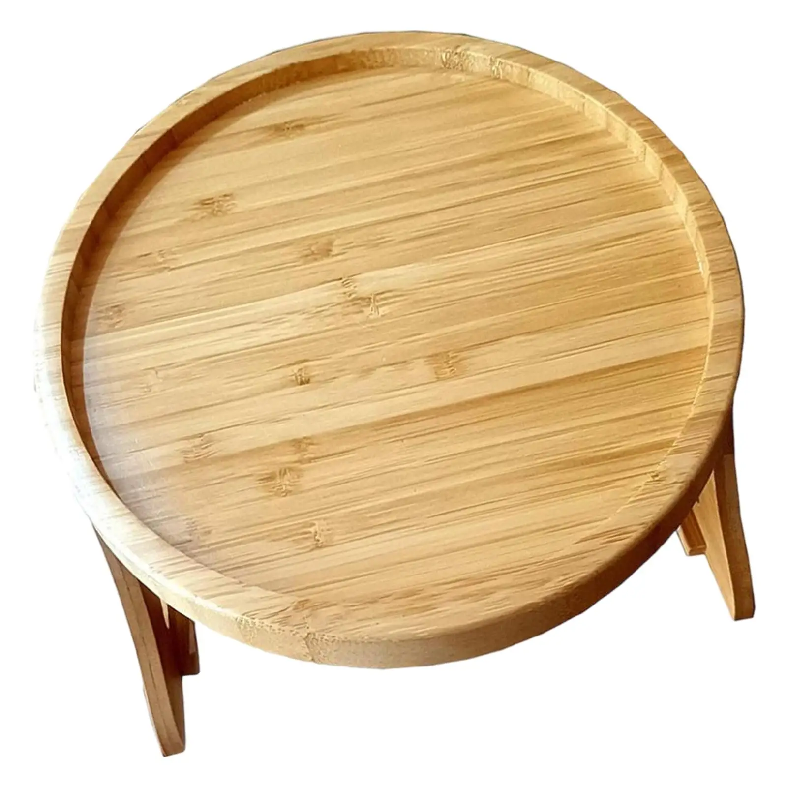 Rround Sofa Armrest Clip-on Tray, Unique Wooden Tableware Plates Side Tables, Platter for Remote Coffee Fruit Dessert