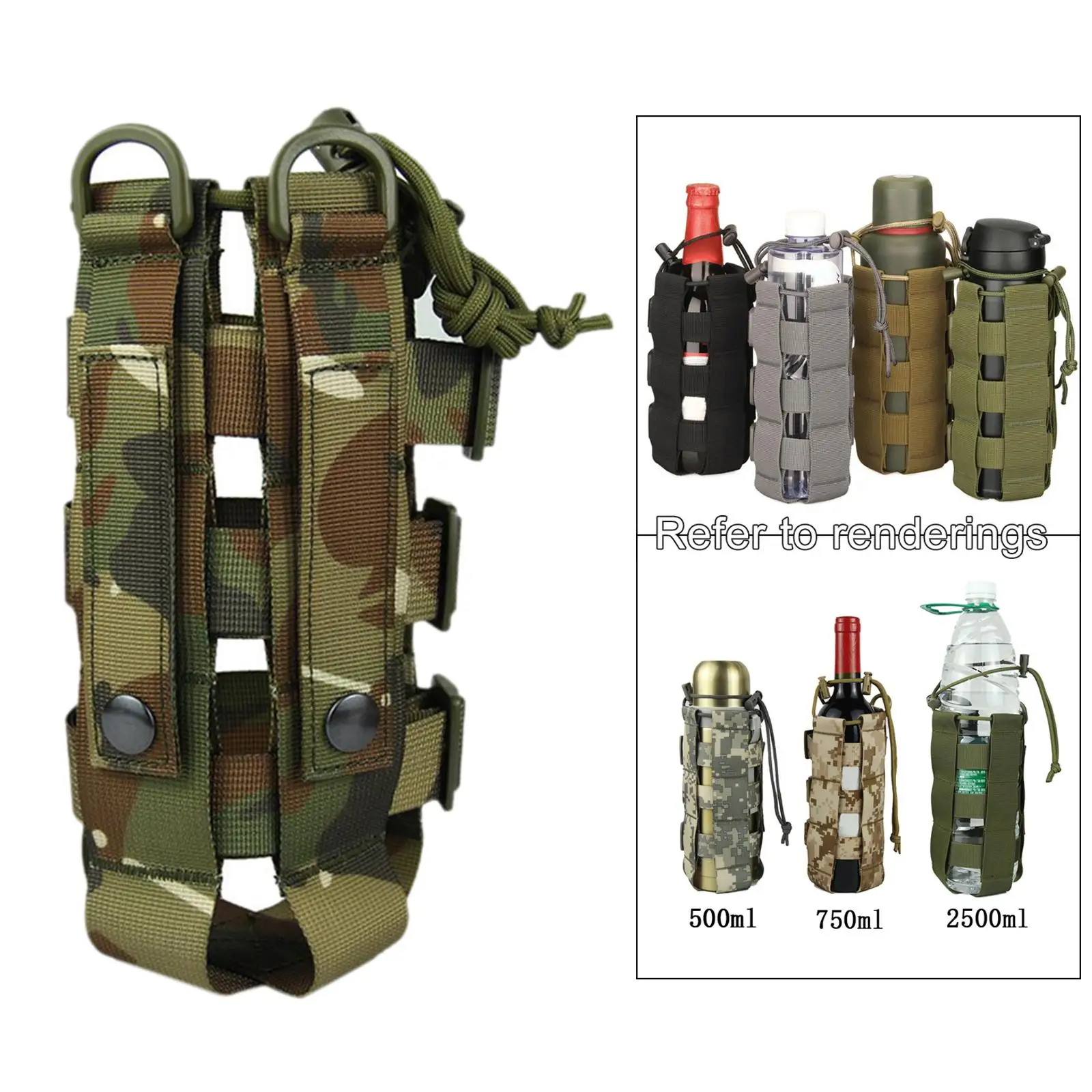 Water Bottles Pouch Bag    Drawstring Water Bottle Holder  Carrier Attachment Travel Camping Hiking Outdoor Sports Gear