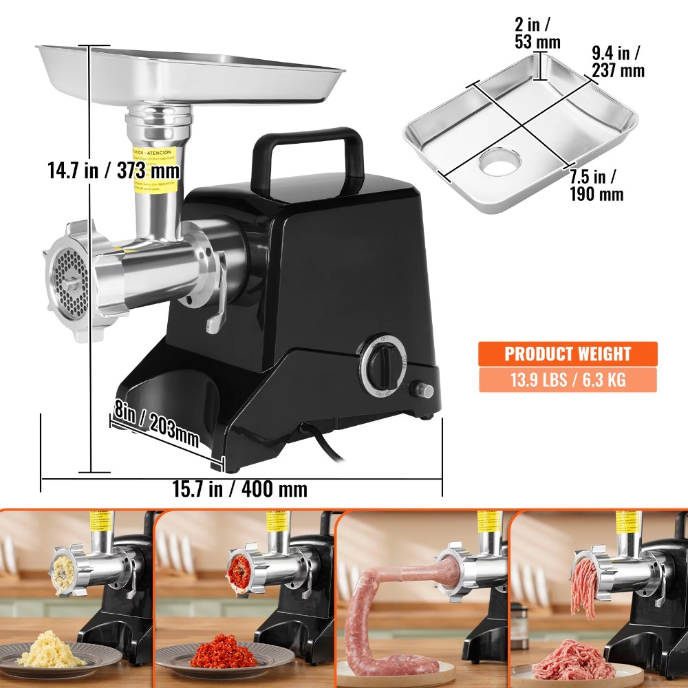 Title 6, 2023 New Electric Meat Grinder 419 Lb/H Capacit...