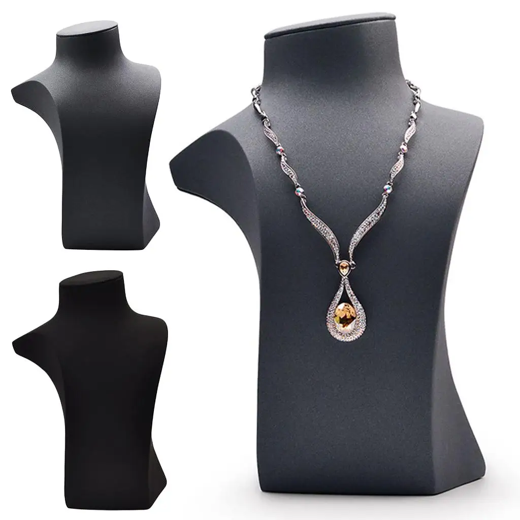 Exquisite Leather Necklace Chain Display Stand 3D Jewelry Bust Show Shelf