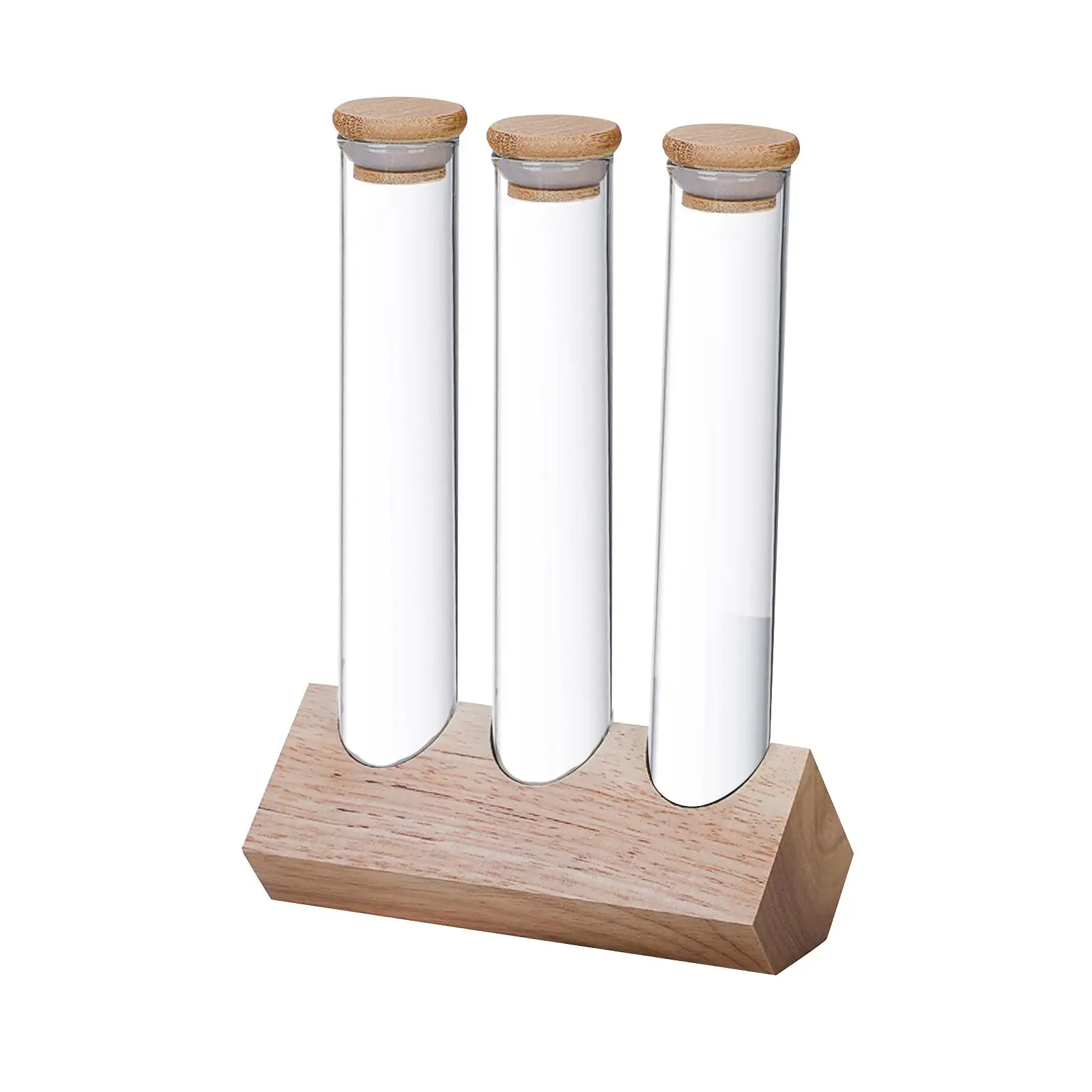 Glass Test Tubes with Holder Rack Transparent with Lid Sealed Canister Tank for Kitchen Sweets Sugar Tea Spices