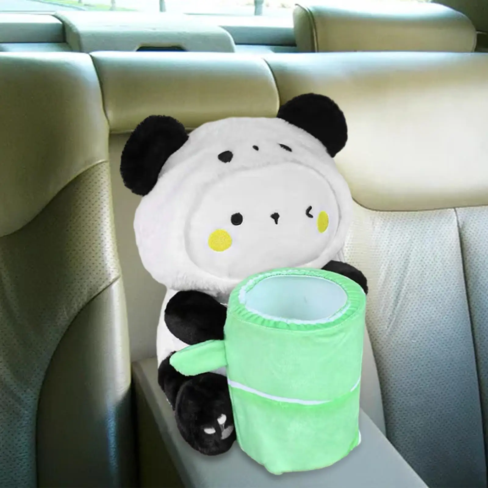 Plush Car Tissue Box Trash Can Panda Shape Plush Toy Cute Tissue Paper Box