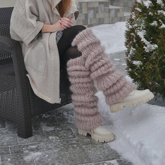 2023 Winter Lolita scaldamuscoli donna Warm Knit Solid Foot Cover calze al  ginocchio all'uncinetto polsini