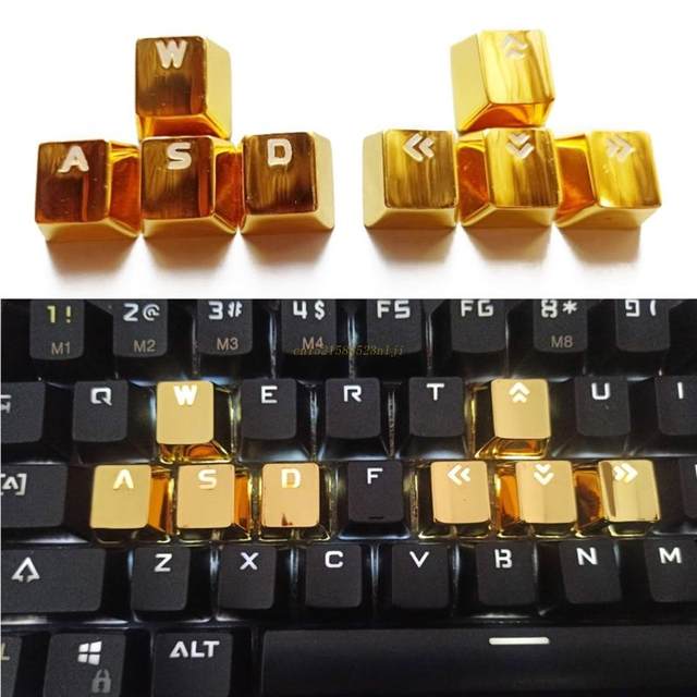メカニカルキーボード用の金属製キーキャップのセット,8つのキー