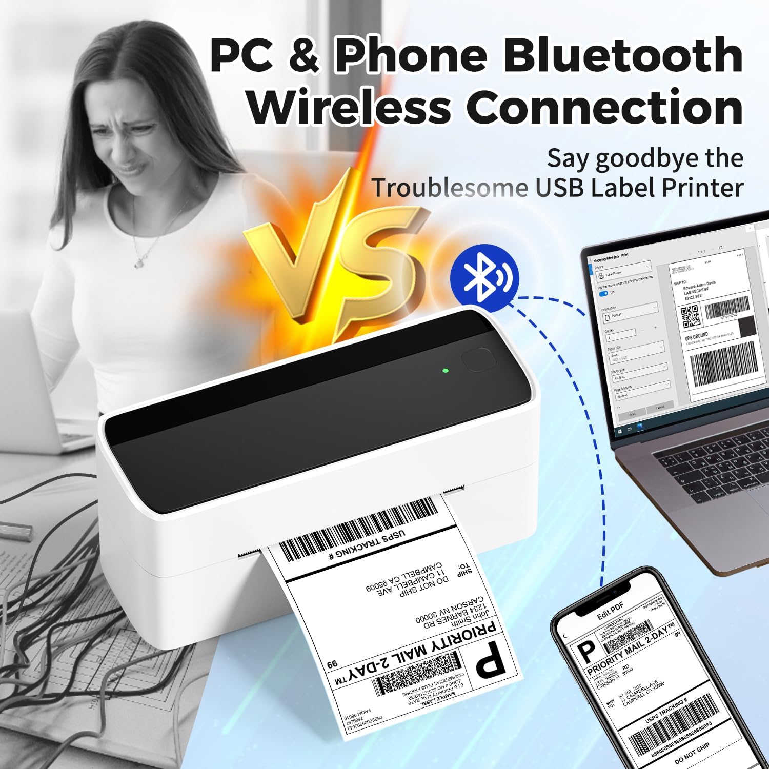 Phomemo 241 BT Bluetooth Термопринтер для печати этикеток, беспроводной  принтер для доставки, маленький бизнес для IOS, ПК и телефона