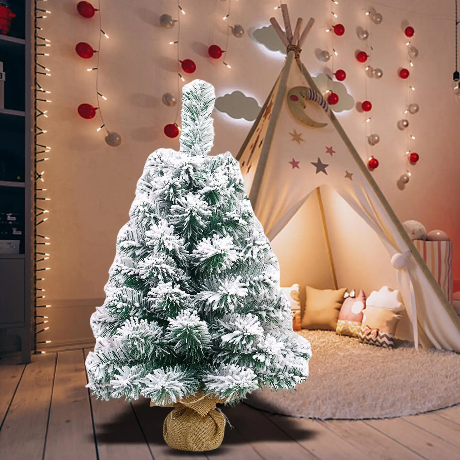 23inch Artificial Mini Christmas Tree Artificial Xmas Tree for Holiday Office Tabletop Home Ornaments