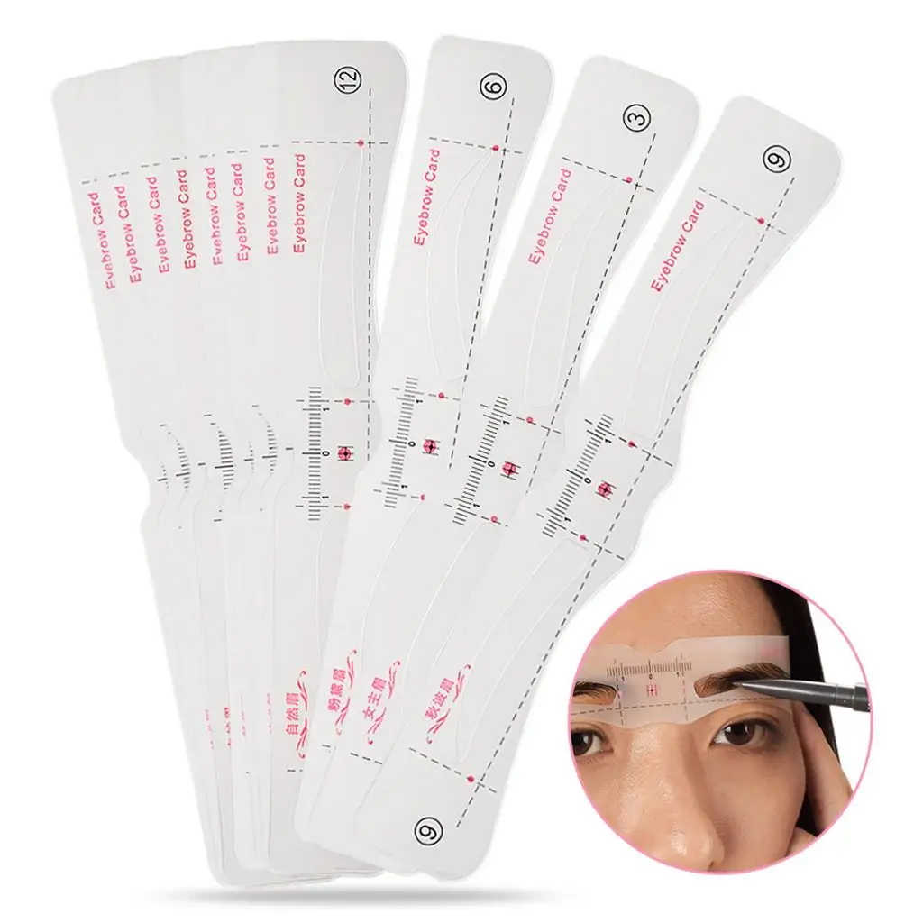12pcs Silicone Eyebrow Stencil Shaper Brow Makeup Trimmer Template for Women