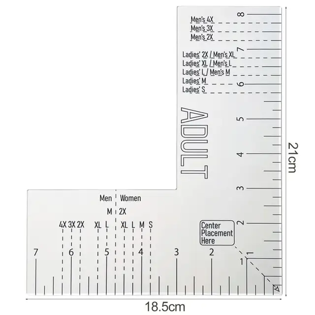 T-shirt Ruler Acrylic Left Chest Logo Placement Tool Heat Press T-shirt  Ruler Adult Size Precise Scale Clothes Measuring Tool - AliExpress