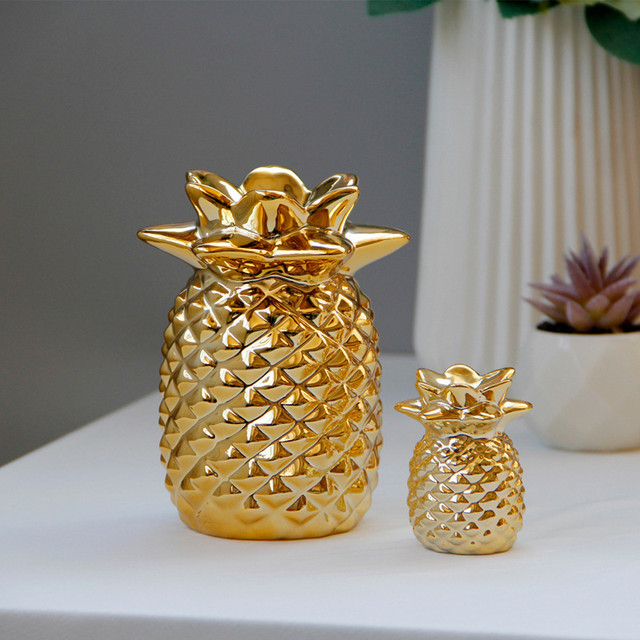 Modern Crystal Pineapple Ornament Handmade Fruit Fengshui Figurine Statue  Office Living Room Tabletop Decor 