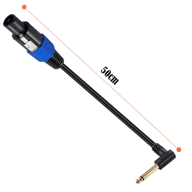 Description Picture 6 of item1/4 TS Female to Speakon Speaker Cable Speakon to 6.35 mm Mono Jack Adapter 6.5mm Male Right Angled 1/4" to Twist Lock Speak-On
