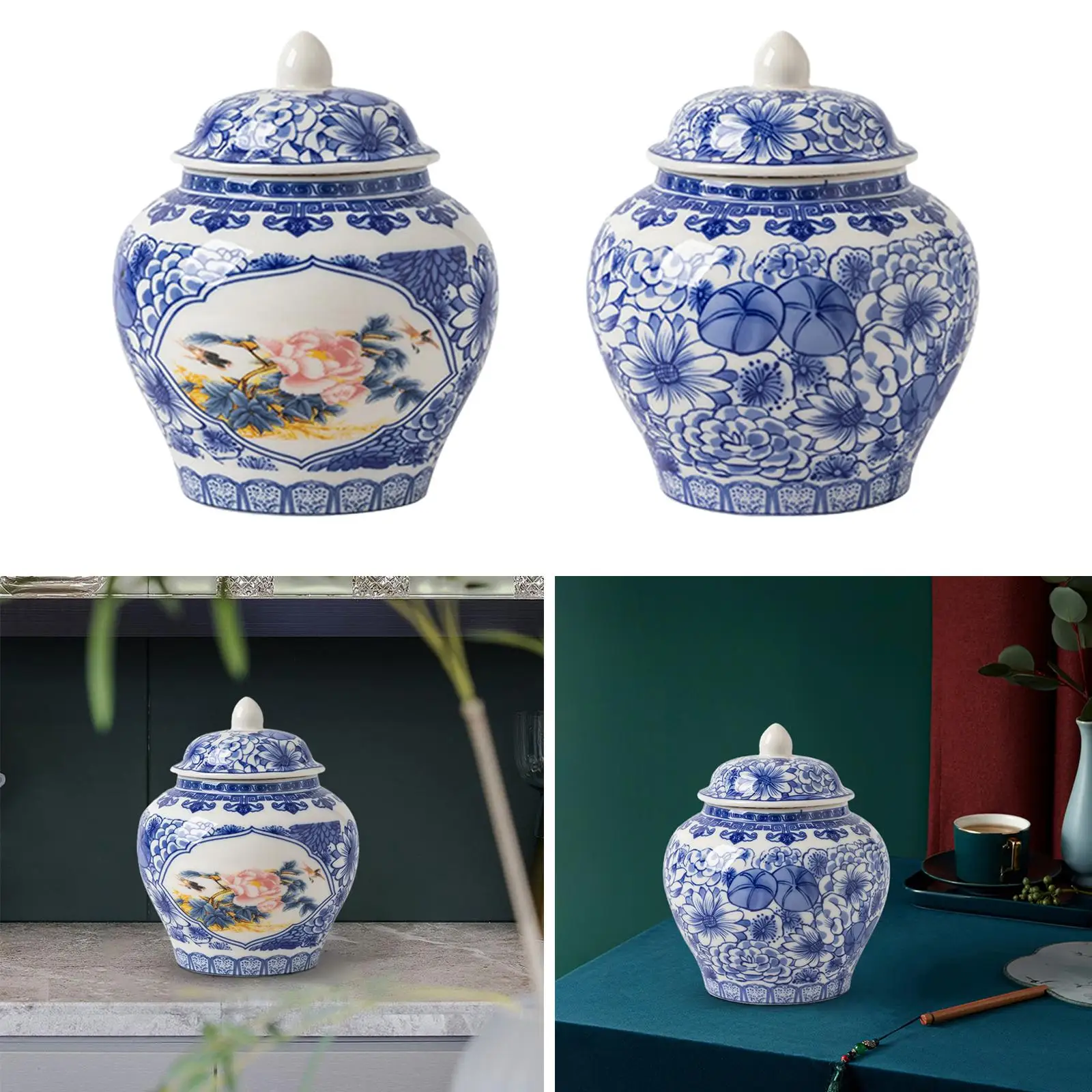 Ceramic Ginger Jars with Lids Decorative Ceramic Vase with Lid for Fireplace