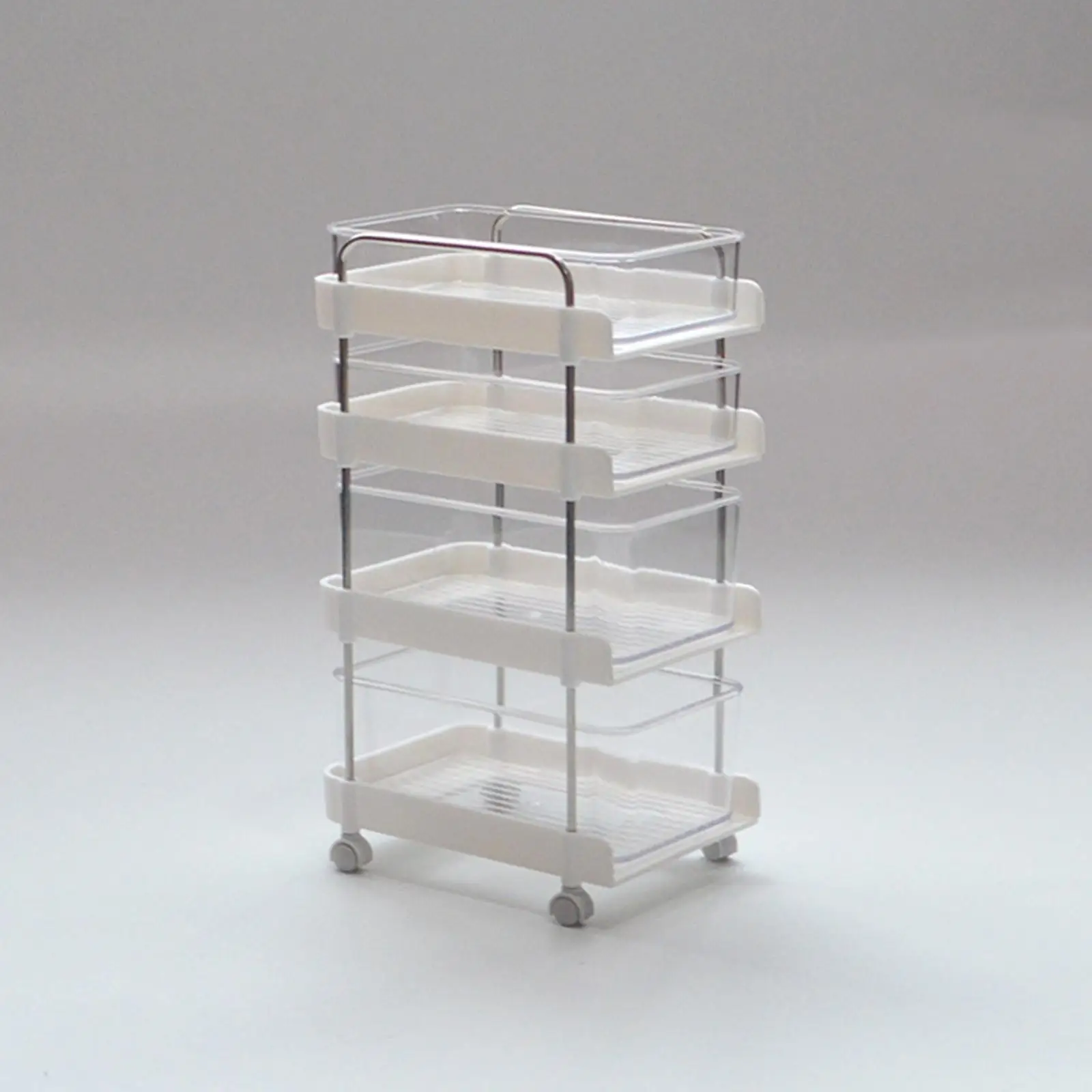 1/6 Dollhouse Simulated Simulation Storage Rack with Wheels for Accessories Building DIY Projects Architectural Micro Landscape