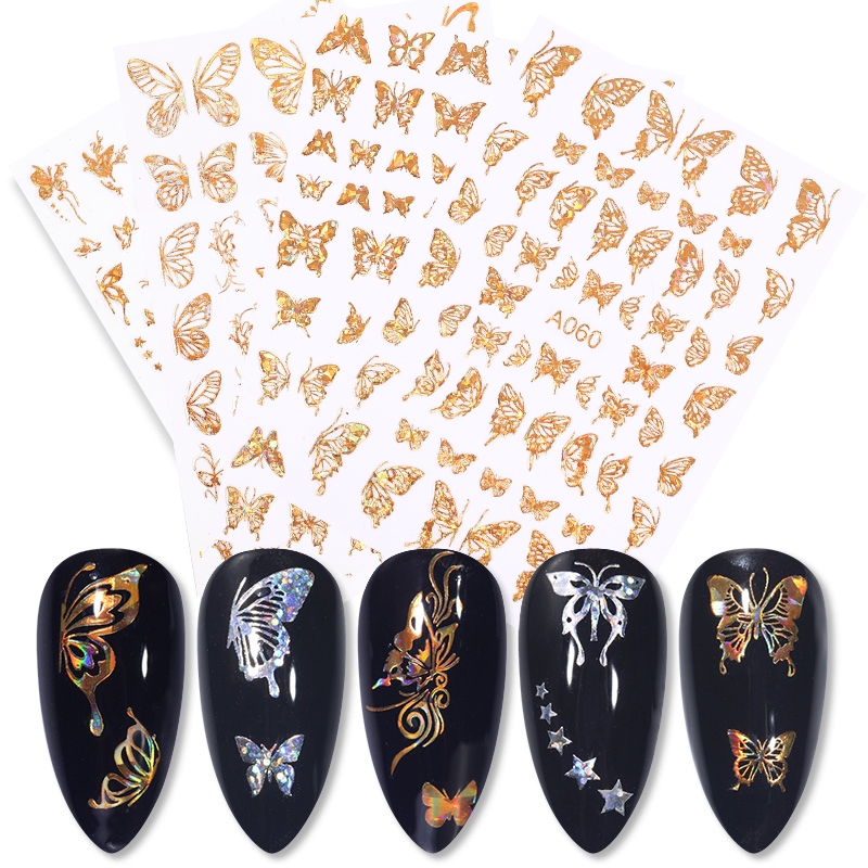 Description Picture 3 of item1pc Golden 3D Butterfly Nail Art Stickers Adhesive Sliders Colorful DIY Nail Transfer Decals Foils Wraps Decoration