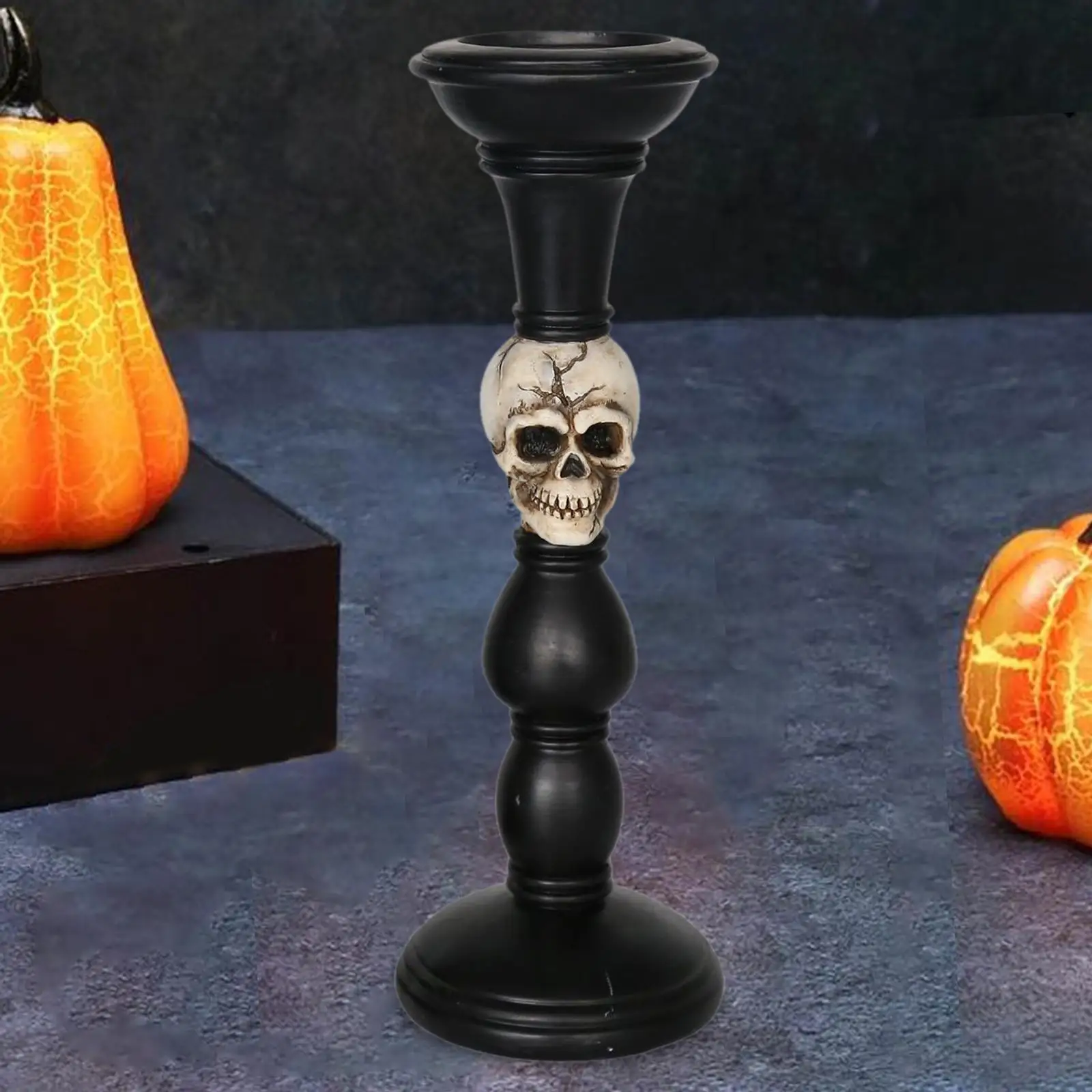 Halloween Skull Candle Holder Resin Candlestick for Halloween Office Bedroom