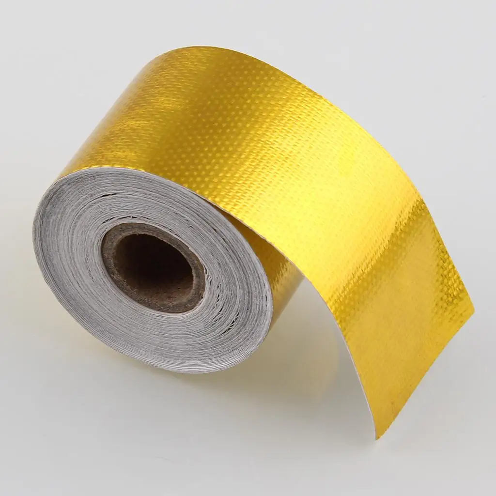 Car High Temperature Reflective Heat Shield Self Adhesive Wrap Gold 2