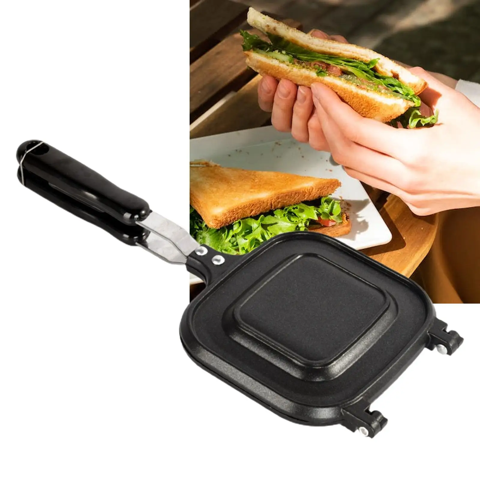 Sandwiches Maker Grill Pan Non Stick Coating Cookware for Stove Top Kitchen