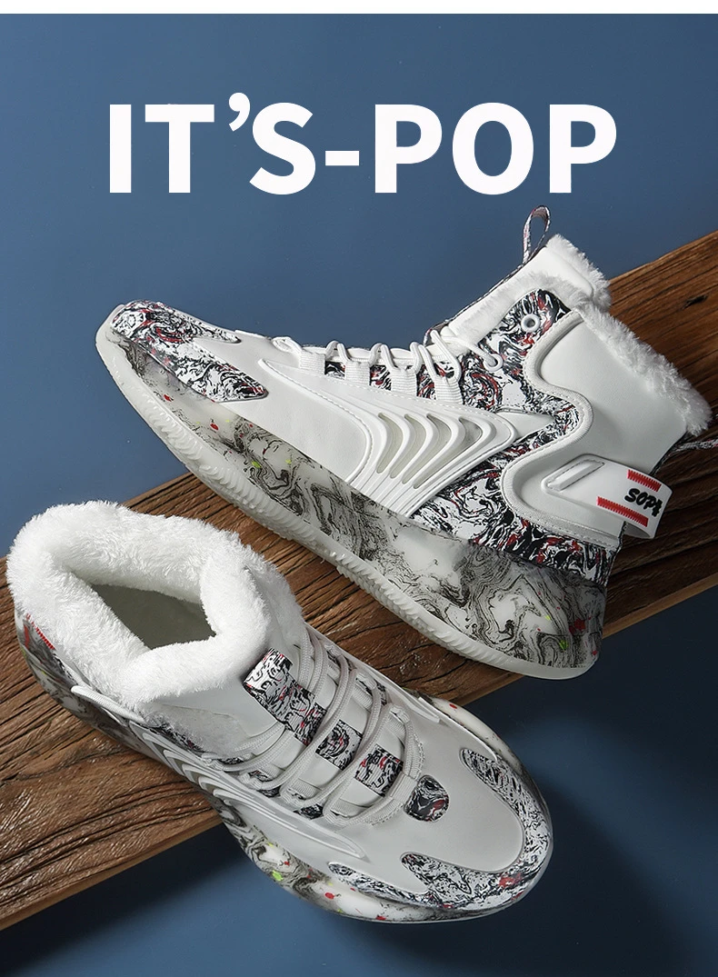 Winter Men Shoes with Plush Thick Insulation Outdoor Snow Boots Fashion Trend Soft Soles Sports Leisure Shoes Durable 2024