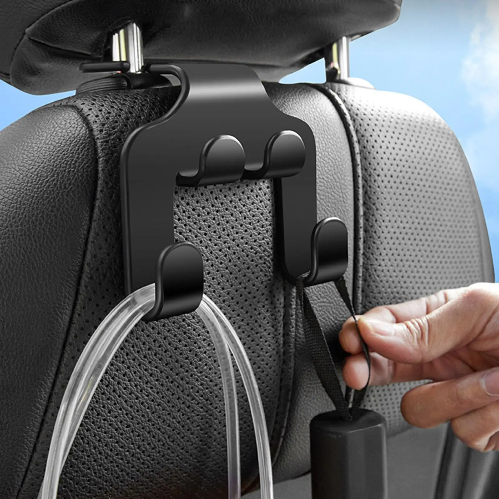 Car Seat Headrest Hook Hanging Hook Vehicle Hook Headrest Holder Dual Hangers for Auto Seat Back for Bag Grocery Umbrellas