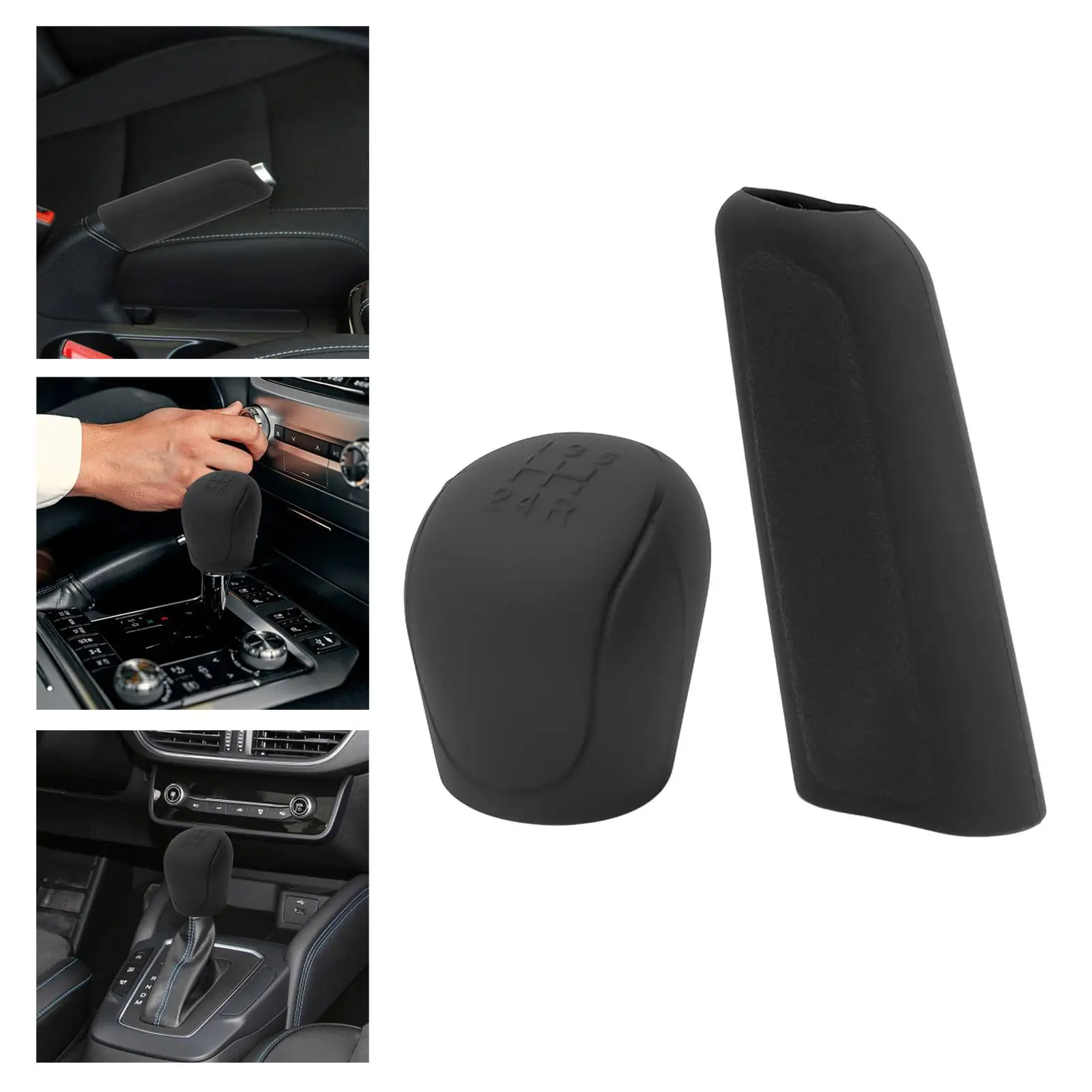 Auto Gear Shift Knob Cover Replace Silicone Protective Dustproof Protector Handbrake Grip Cover Hand Brake Sleeve