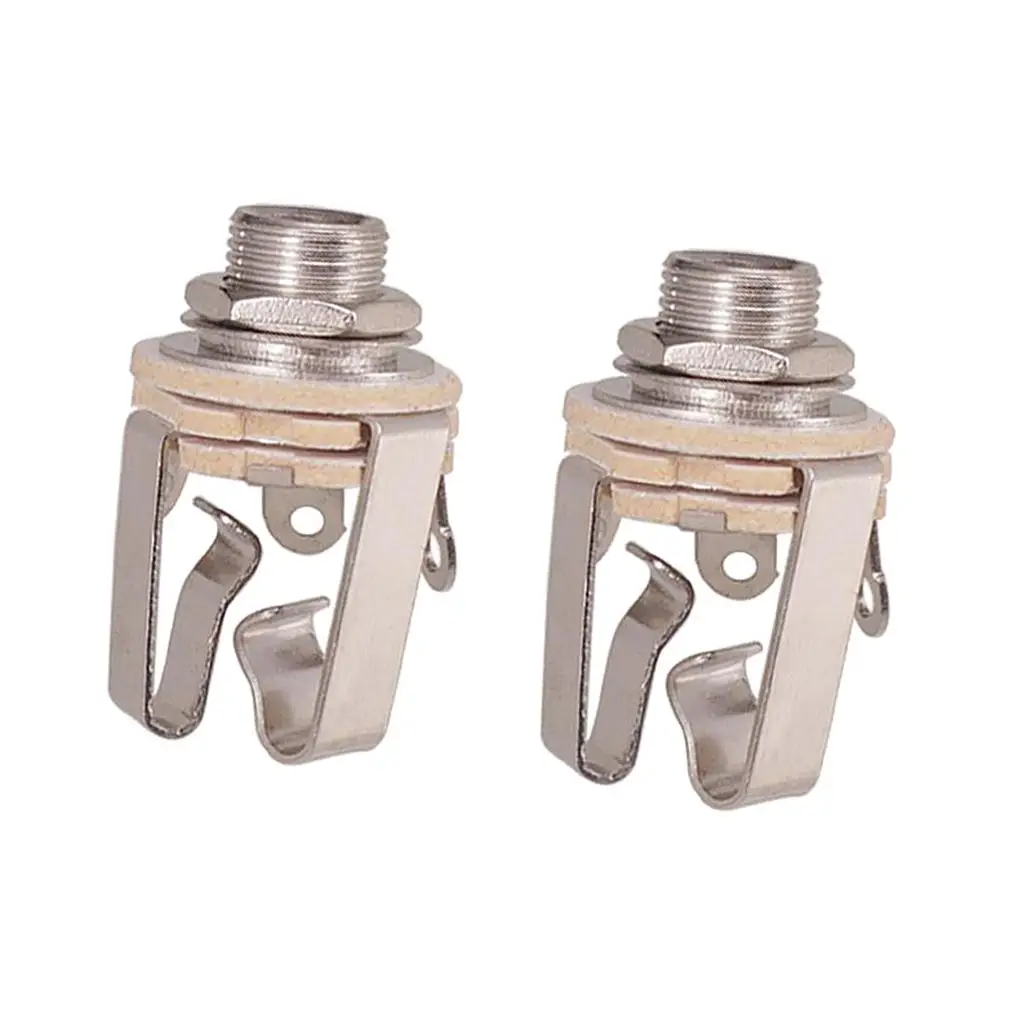 Tooyful 2pcs Brass 1/4` Stereo Output Jack Socket Plate for Guitar Bass Active Pickup Parts