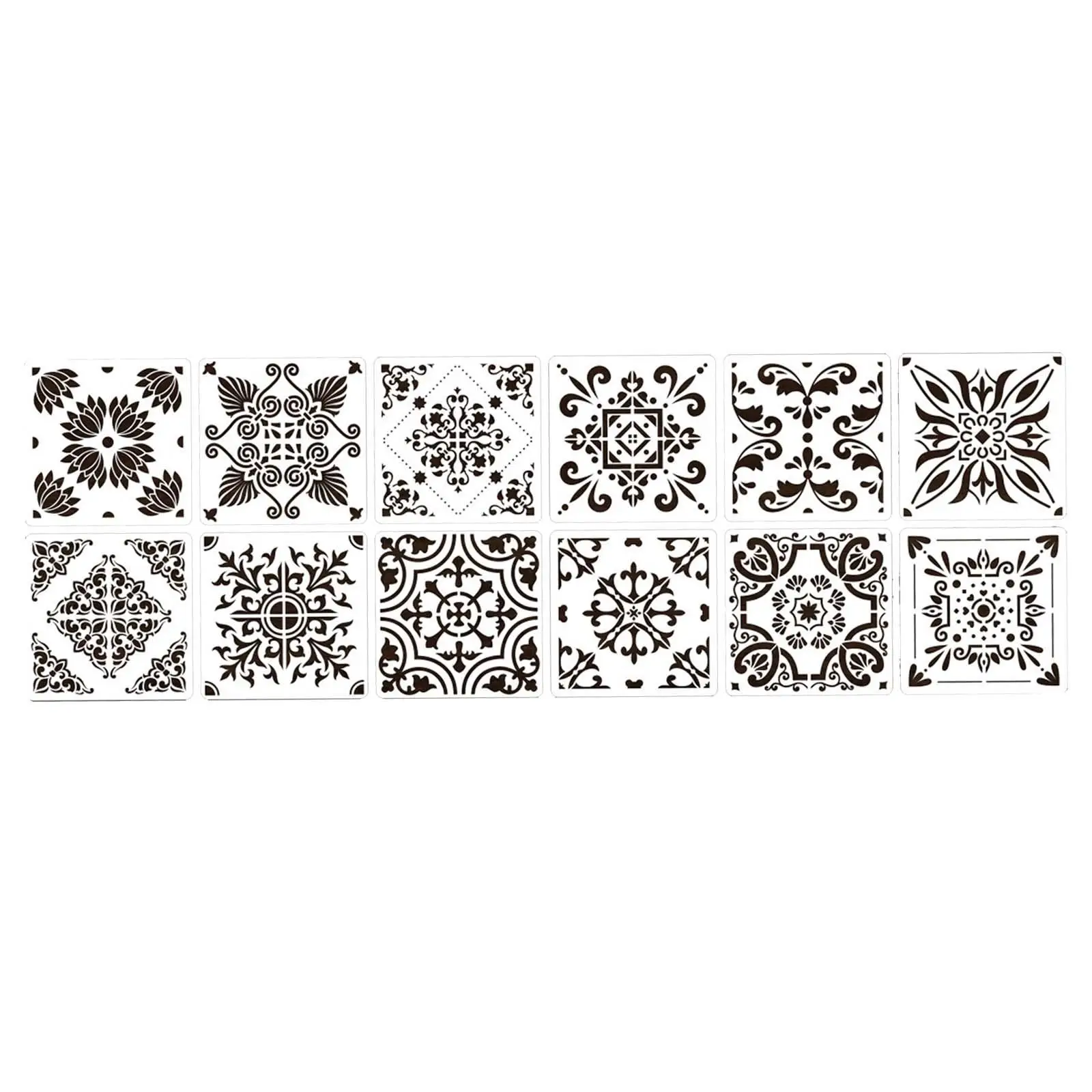 12x Drawing Templates Art Craft Tool Reusable Painting Handmade Mandala Stencil Template for Tile Projects Metal Decor