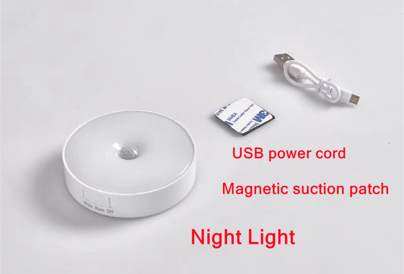 USB Night Light Motion Sensor Light LED Lamp With Switch Rechargeable Inductor Lights For Kitchen Stairs Hallway Closet Bedroom