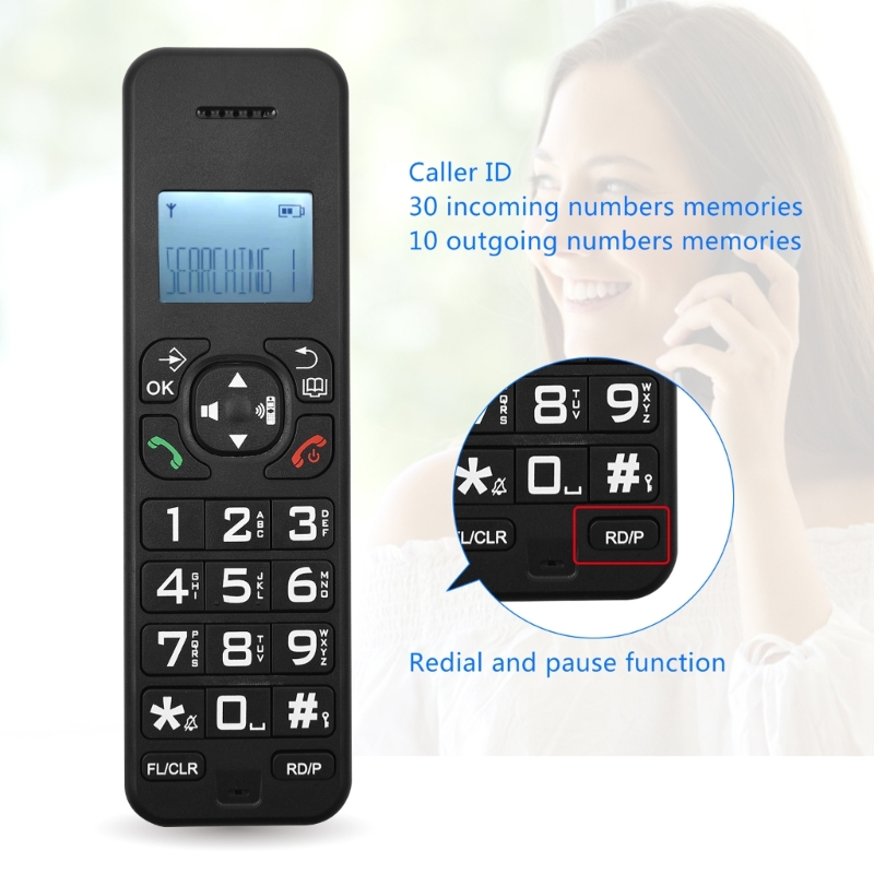 Se0189716891b4d09b806f622ddcab99e6 - D1102B Fixed Landline Wireless Telephone Stylish with Multi Languages Caller Display Backlit and Number Storage